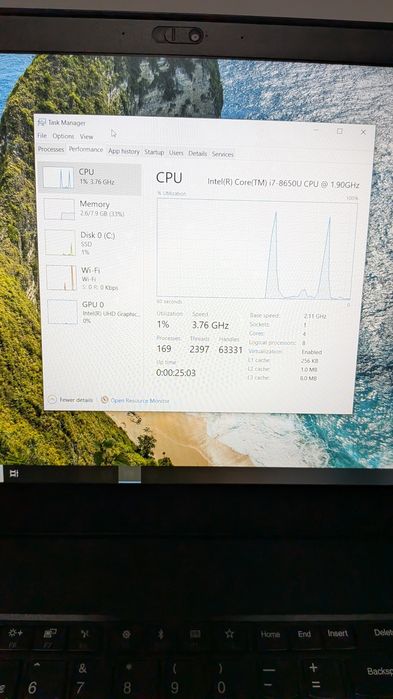 Thinkpad T580 i7 8650u 8gb RAM ssd nvme 256