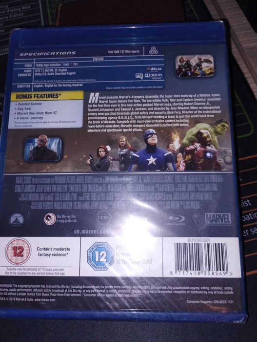 Avengers Assemble Blu-Ray, ново, запечатано, със субтитри