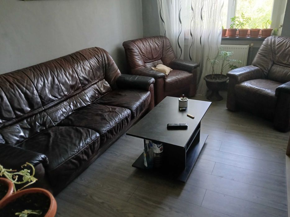 Set Canapea 3 locuri si × fotolii din piele naturala