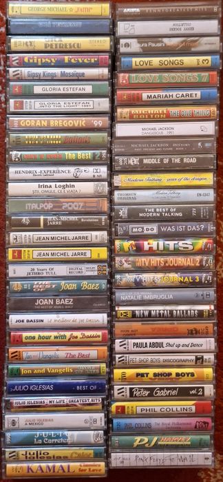 Casete audio cu muzică pop, rock, euro dance, jazz, clasică etc.