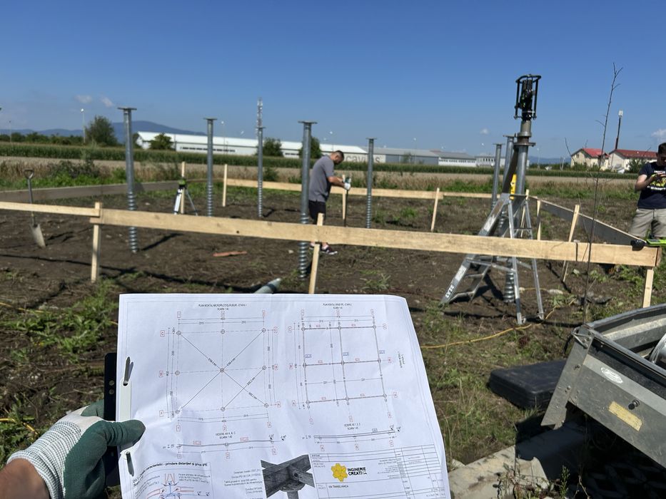 Fundație cabană(lemn,Aframe,modulară,sip,container)piloni metalici