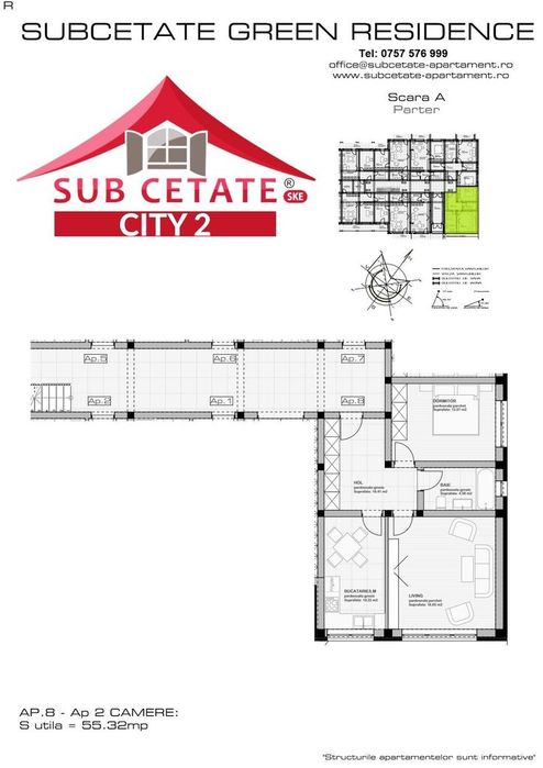 Apartament 2 camere, parter, 81 520 €, parcare inclusă, DEZVOLTATOR.