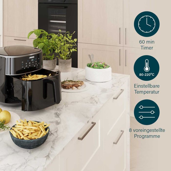 Air Fryer Princess 6л, 8 програми, LED, 1500W, Фритюрник, лек ДЕФЕКТ