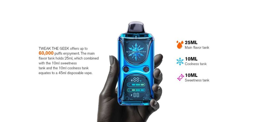 Vape 60.000 Puff cu reglaj Ice & Sweet Carcasa metalica Lux!