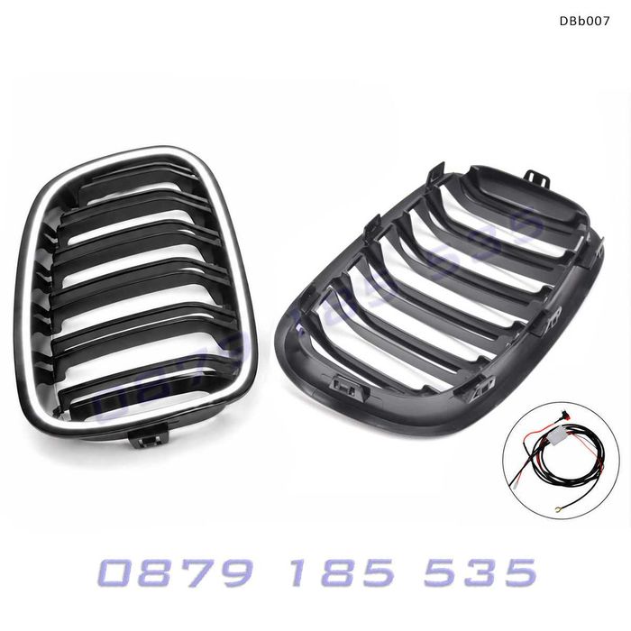 Светещи LED тунинг бъбреци за BMW 1 F20 F21 2011–2014 черен гланц DBb007 бмв ф20 лед