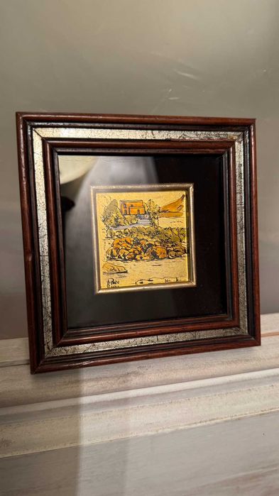 Винтидж малка, златно фолио– Италия, подпис.