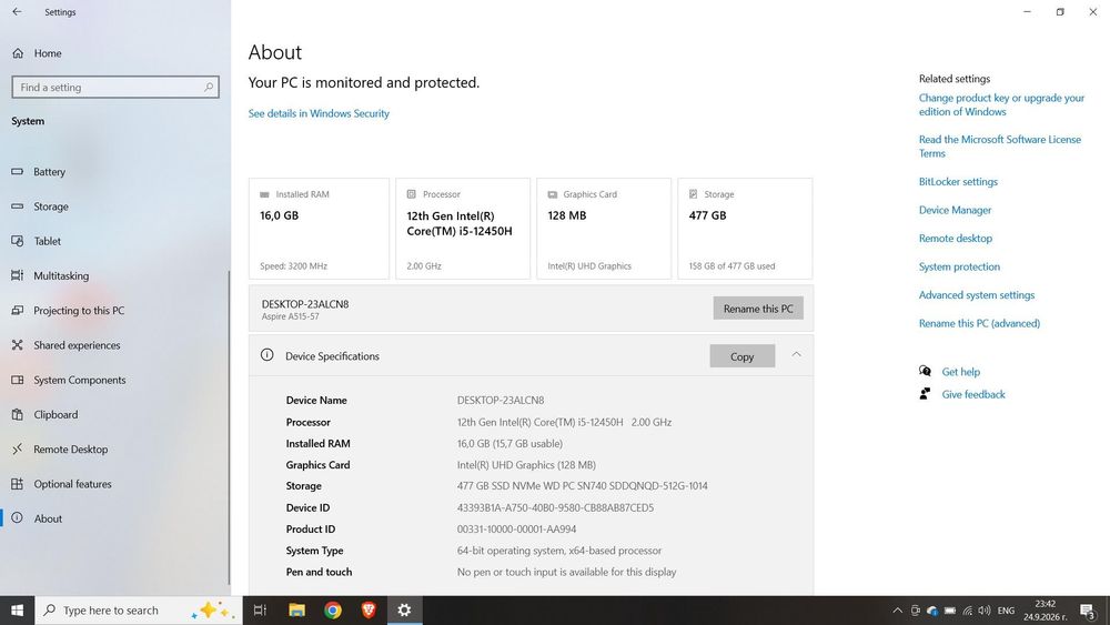 Лаптоп Acer Aspire 5 A515-57-51VM Windows 10 pro