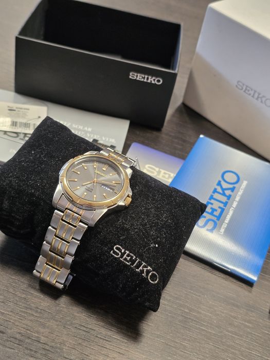 Seiko SNE098 Solar – ceas bărbătesc elegant, calitate japoneză, set complet