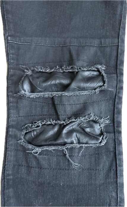 Jeans ROCK cu insertie de piele naturala
