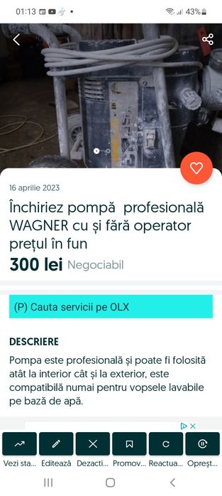 Pentru  închiriat Pompa zugrăvit airless profesională WAGNER SF 23