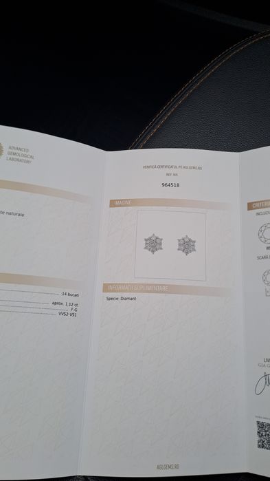 Cercei aur alb 18 k si diamante naturale WS2-VS1