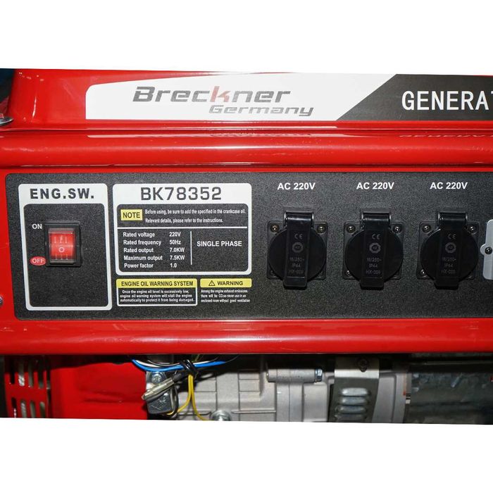 Generator benzina 7.5kW Breckner Germany 17CP 220V 3 prize 25L Factura TVA Garantie 2750 RON