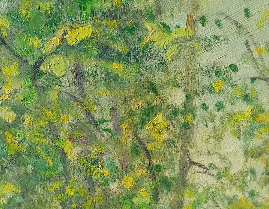 Tablou vechi - peisaj cu 2 cabane - semnat Bittar