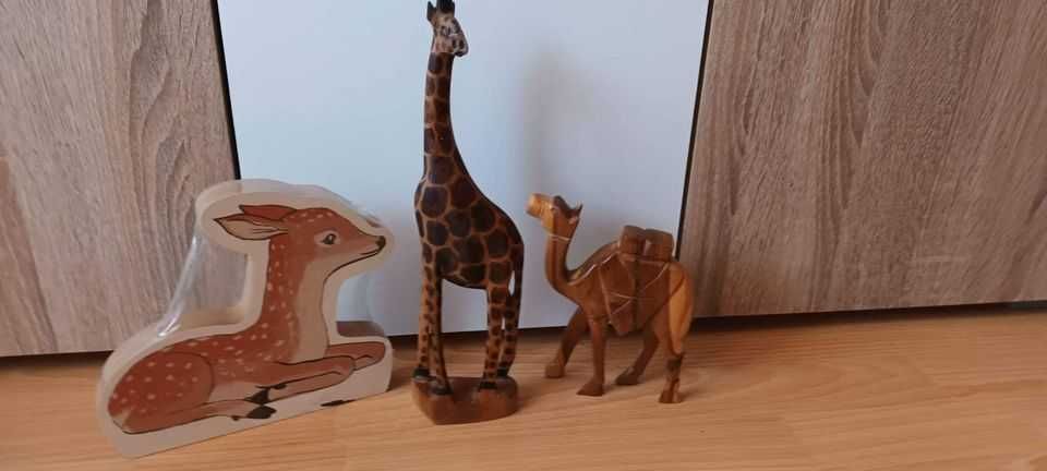 Vand lot de 3decorative din lemn Girafa camila caprioara