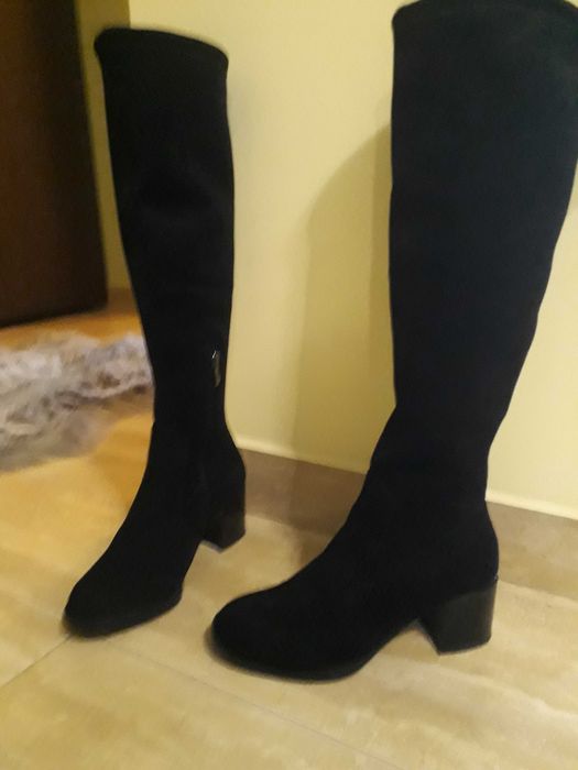 Cizme lungi 36 piele intoarsa ecologica