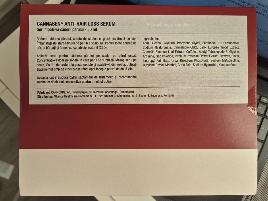 Ser cu CBD impotriva caderii parului, 20ml x 4 buc, Cannasen sigilat