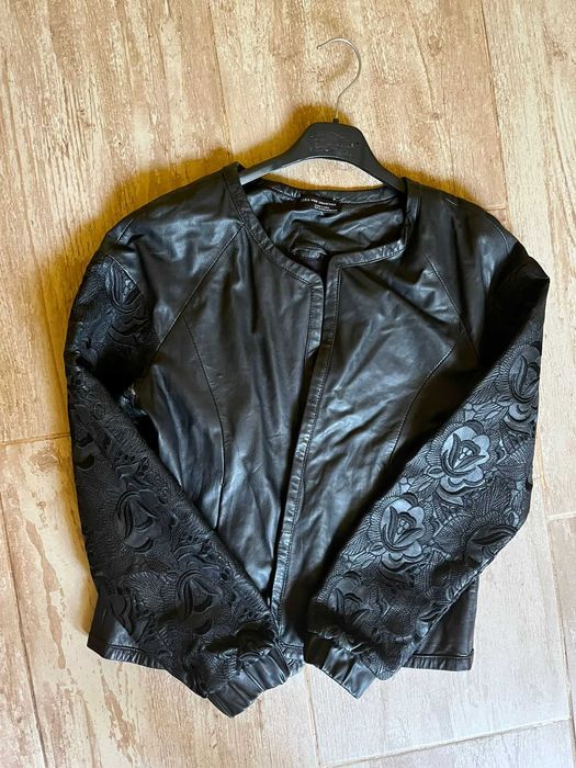 Geaca piele cu imprimeu brodat Zara
