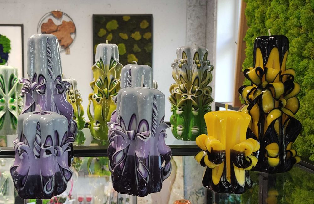 Декоративни ръчно изработени карвинг свещи-декорация, подарък, уникат