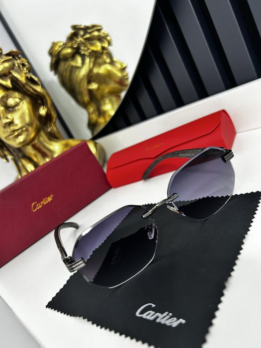Ochelari Cartier Buffs Rimless Negri Polarizați UV400 Model Nou 2026