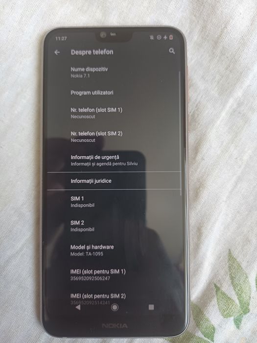 Nokia 7.1 TA-1095 dual SIM perfect funcțional