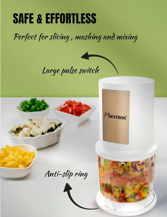 чопър/блендер BESTRON, две остриета, 500мл, 3000об/мин, ПРОМОЦИЯ!