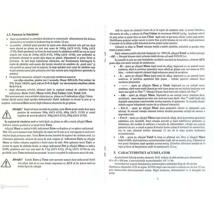 Cantar electronic comercial fara brat ACS 15/30 kg - avizat metrologic