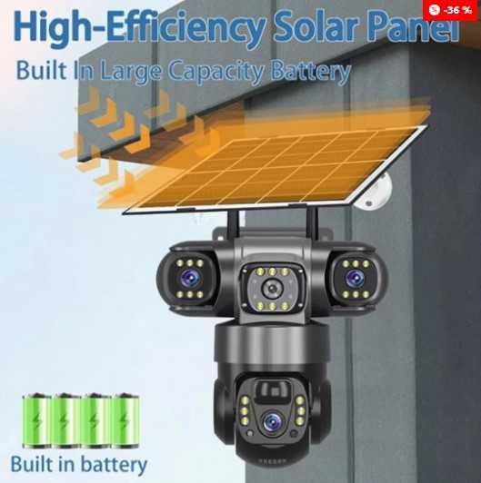 Автономна 4G 4К соларна камера с 4 обектива 12MP (4×3MP)