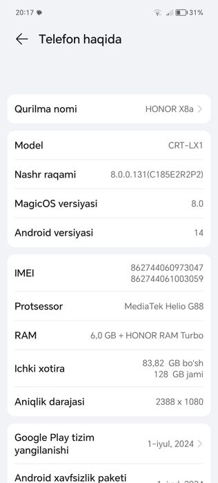 Xonor x8a 6 128gb