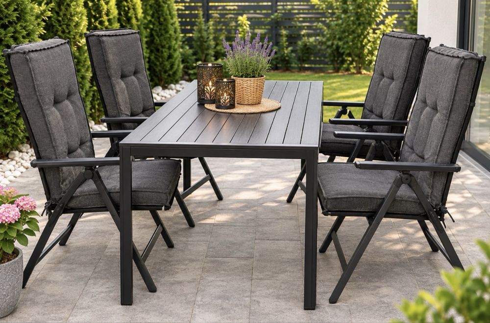 Set mobilier grădină JYSK – masă + 4 scaune rabatabile BREDSTEN