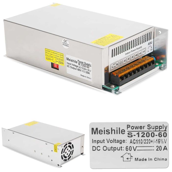 MEISHILE захранване 60V 20A 1200W индустриално S-1200-60