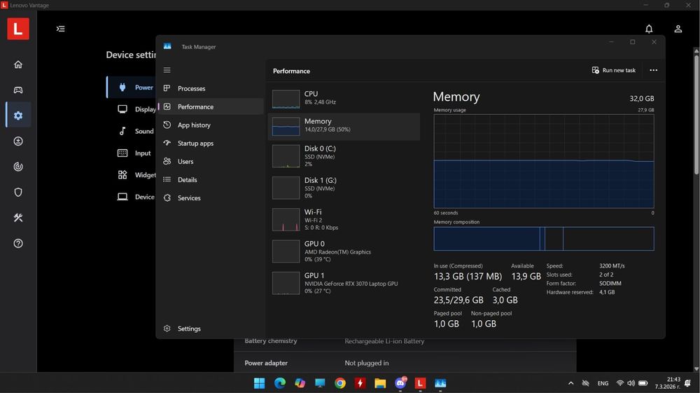 Legion 5 15ACH6H R7 3070  Ryzen 7 5800H 32GB RAM
