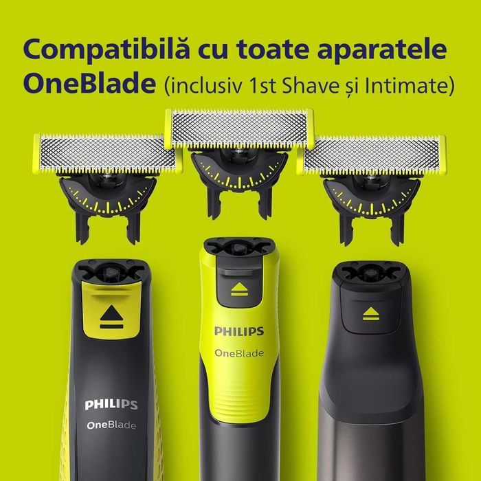Rezerva PHILIPS OneBlade 360, QP420/50, otel inoxidabil, umed si uscat, kit 2 lame, pentru orice model PHILIPS OneBlade si OneBladePro, Verde
