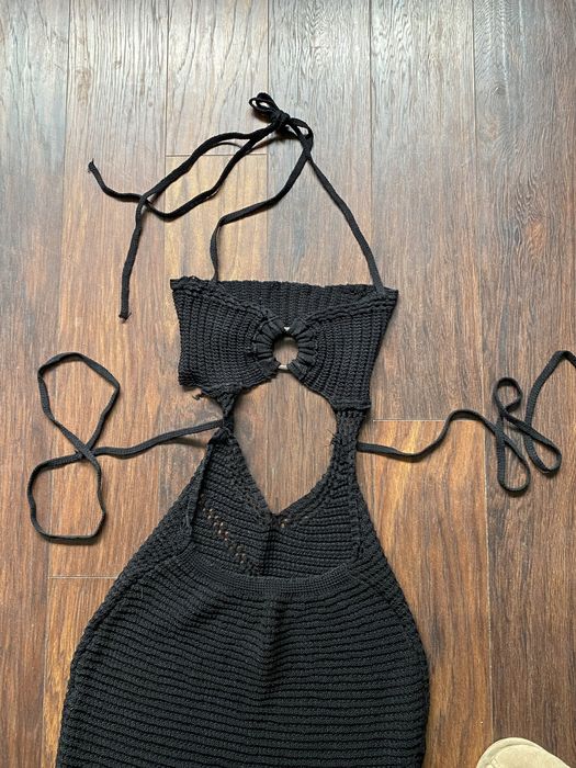 Черна плетена лятна рокля