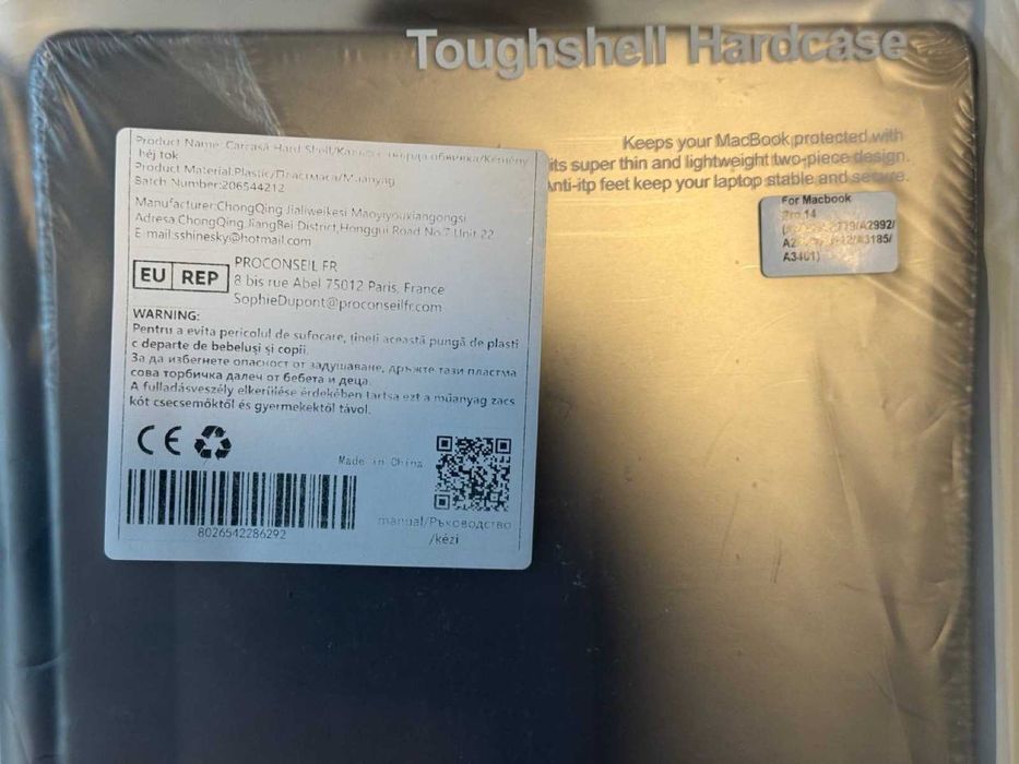 Carcasă hard shell MacBook Pro 14 A2442/A2779/A3112, neagră, sigilată