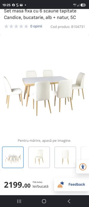 De vanzare masa living marmura ,6 scaume ,noua,nefolosita.