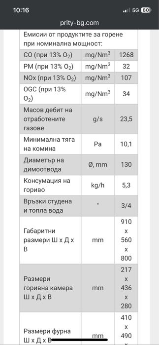Печка с водна риза Prity 1P41 W12