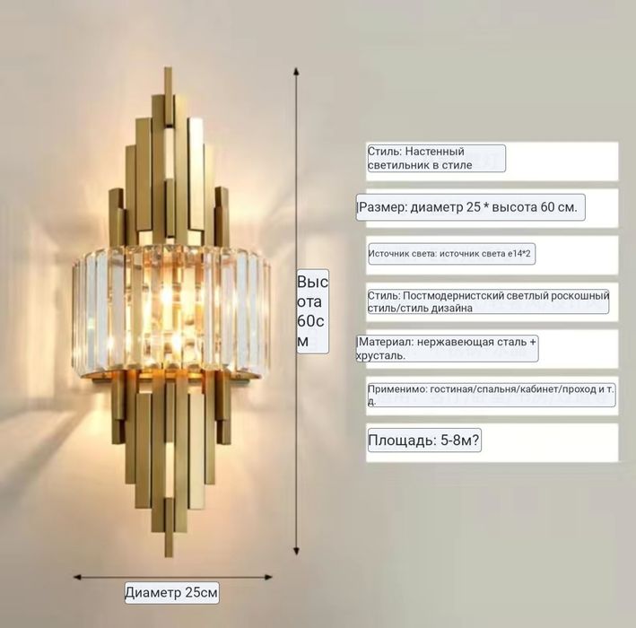Хрустальный настенный светильник