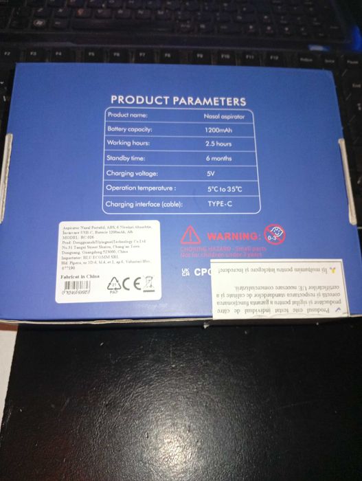 iBLU Aspirator Nazal portabil bebelusi/copii/adulti 3 niveluri , USB-C