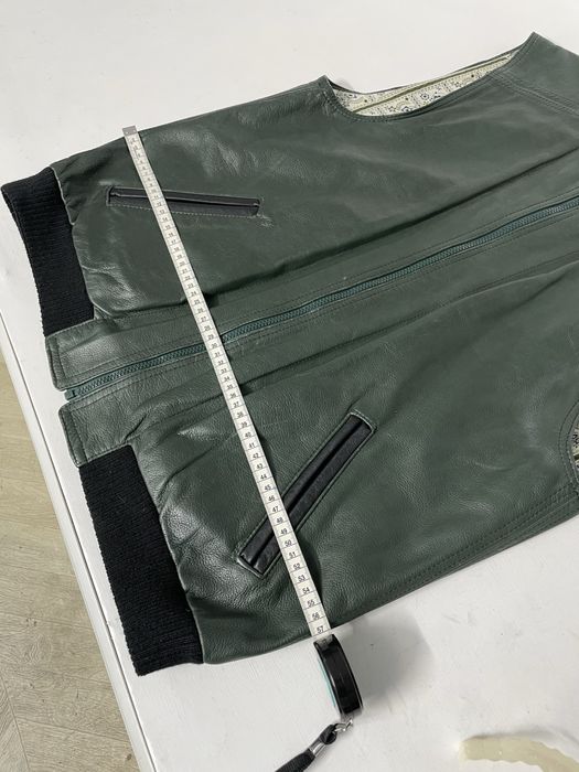 Vesta moto din piele verde XL
