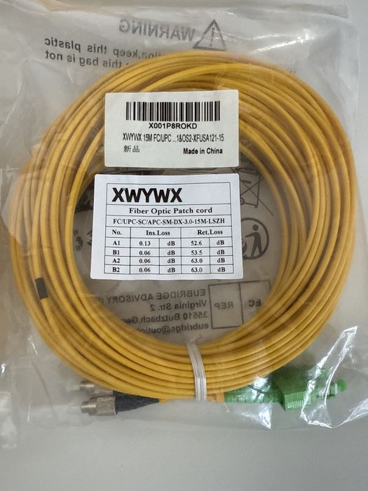Cablu Patch Fibra Optica 15m XWYWX SM SX/DX LSZH 3.0mm / SC ST LC FC