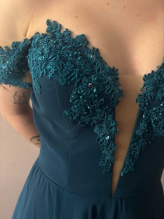 Официална поръчкова бална рокля - Петролено зелено