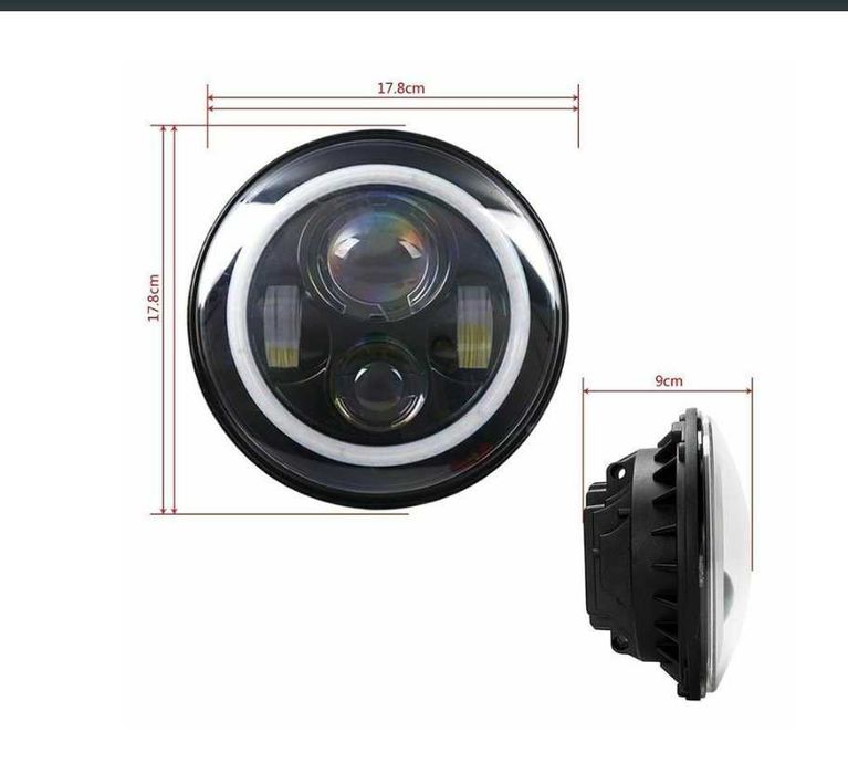 Комплект Кръгли LED фарове 7" 70W H4 букса, къси, дълги, дневни и мига