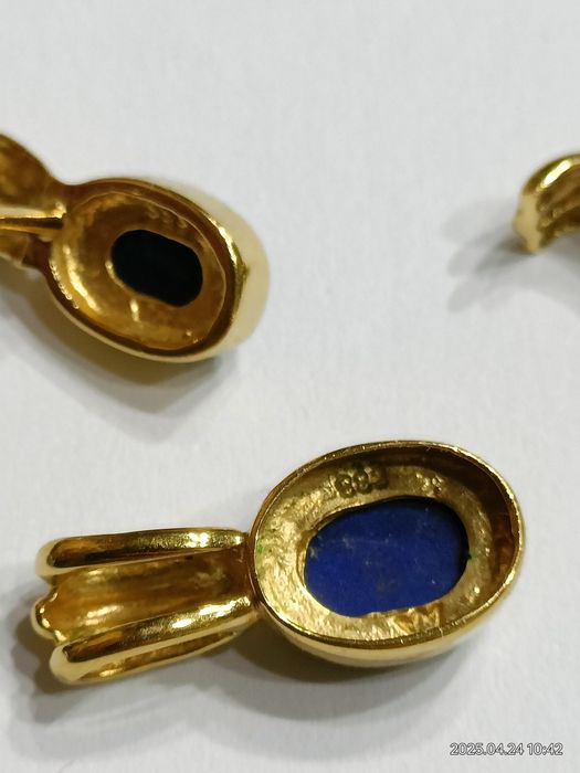 Vind set cercei și pandantiv din aur 8kt cu lapiz lazuli