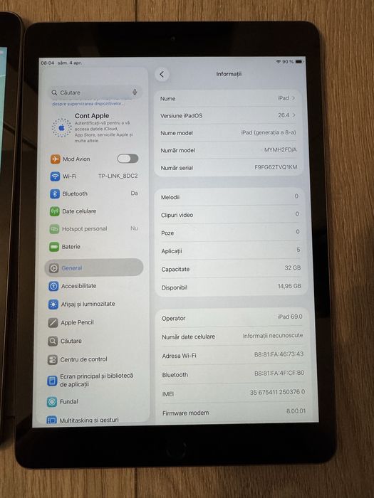 Ipad generatie 8 si 9 cu mdm