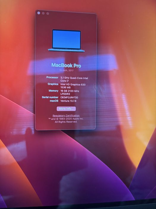 Macbook Pro 15.4 A1707