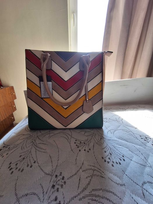 Дамска чанта с дълга дръжка, ео кожа, с няколко цвята, широко дъно