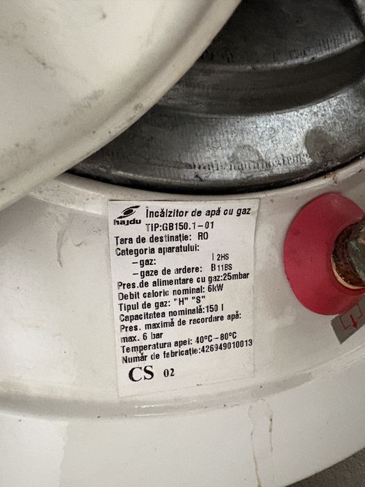 Boiler pe gaz - 150 litri