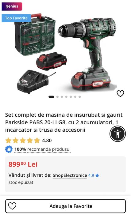 Set complet de masina de insurubat si gaurit Parkside cu 2 acumulatori