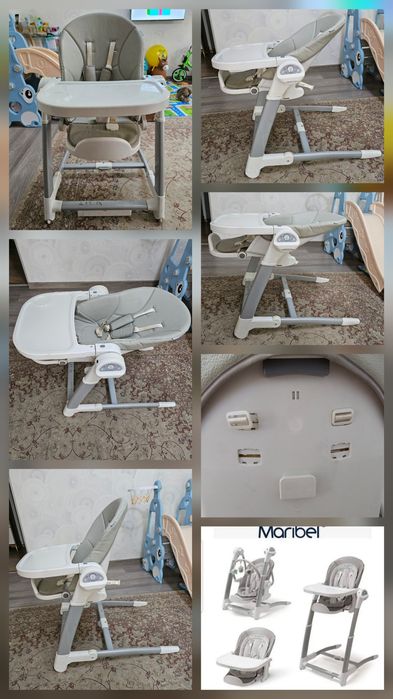 Maribel 3 in 1  Стульчик для кормления+бустер+качели