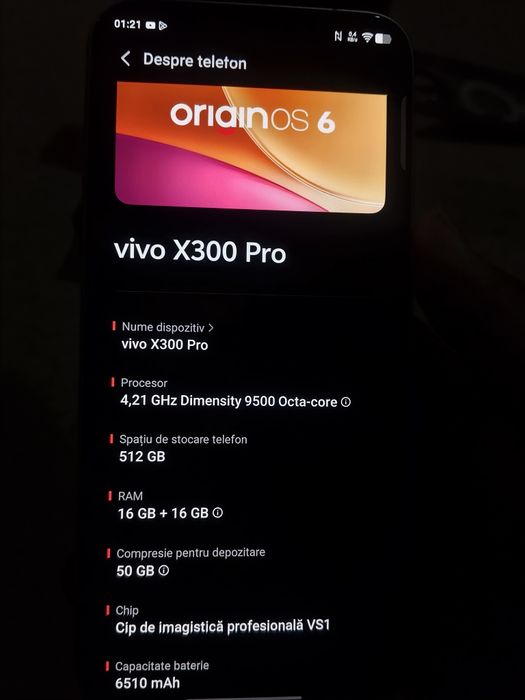 Vivo x300 pro VARIANTA UNICA IN RO! X100 ZOOM,512GB, BATERIE DE 6500 ETC...